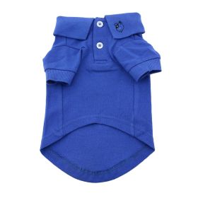 Solid Dog Polo (Color: Nautical Blue, size: large)