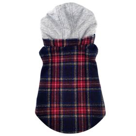 Weekender Dog Sweatshirt Hoodie (Color: Red & Black Plaid Flannel, size: large)